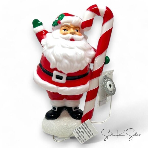 Target Wondershop 12" Lit Santa Christmas Figurine w/ Candy Cane Blow Mold 2023 - Picture 3 of 6